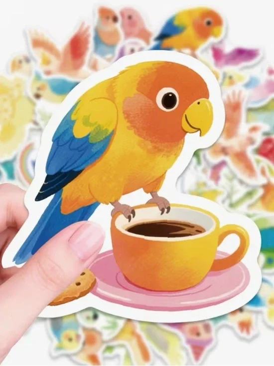 56 Cute Parrot Stickers Pastel Colors Party Favors Birds Crafts - Picture 7 of 10